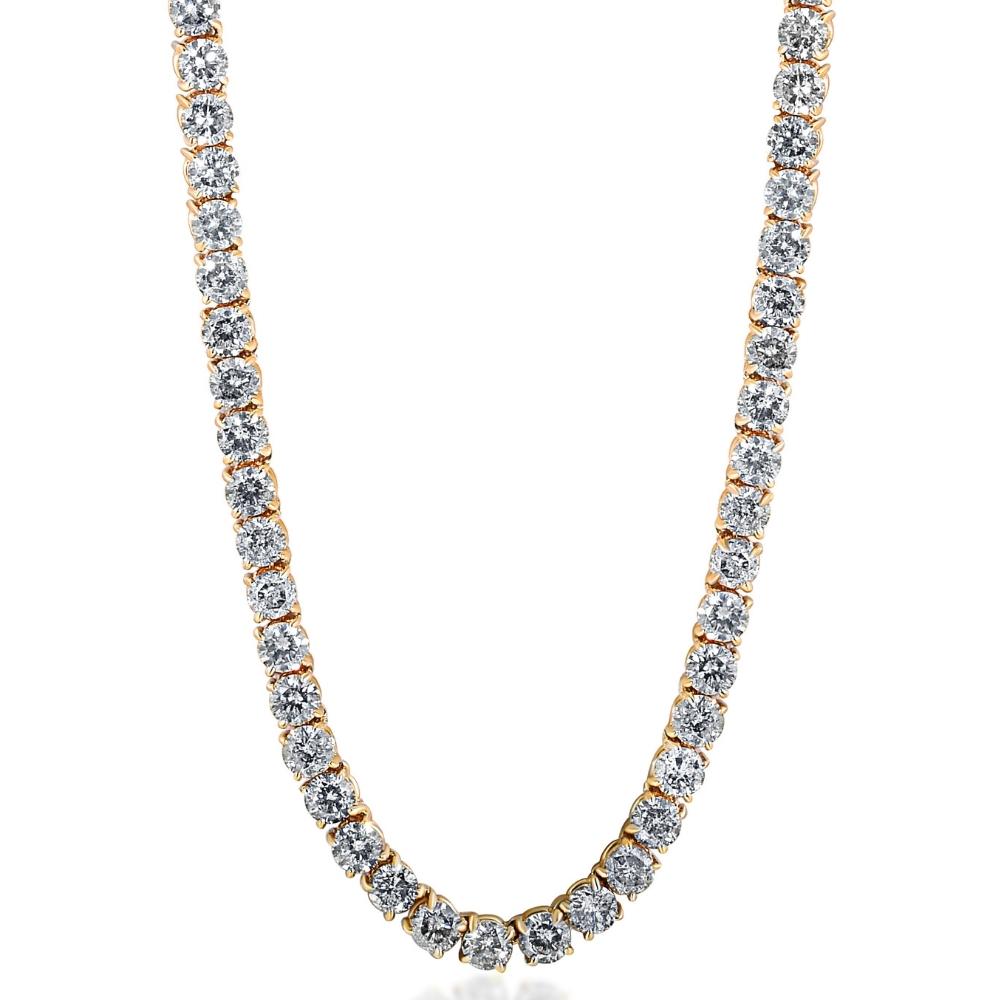 23Ct Diamond Tennis Necklace 14K Yellow Gold 18" Lab Grown