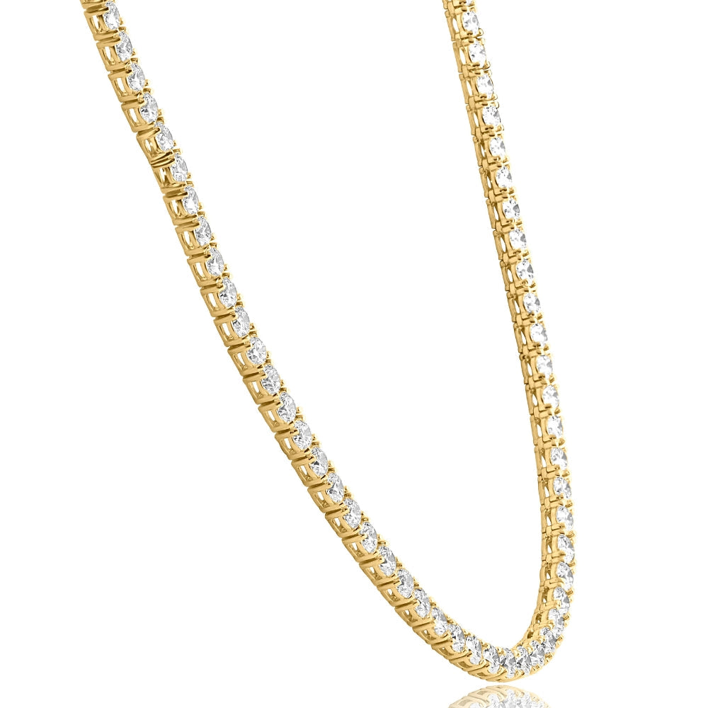29 Ct Diamond Tennis Necklace 14K Yellow Gold 15" Lab Grown