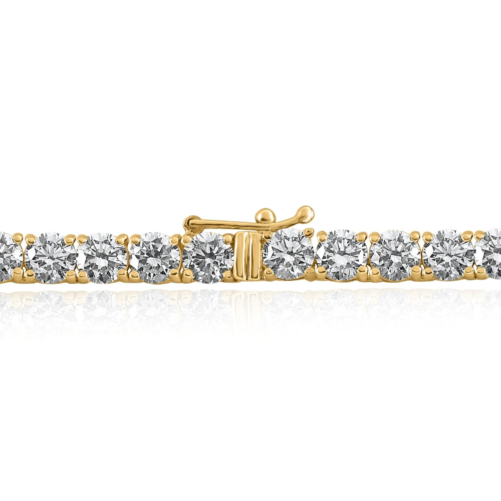 29 Ct Diamond Tennis Necklace 14K Yellow Gold 15" Lab Grown