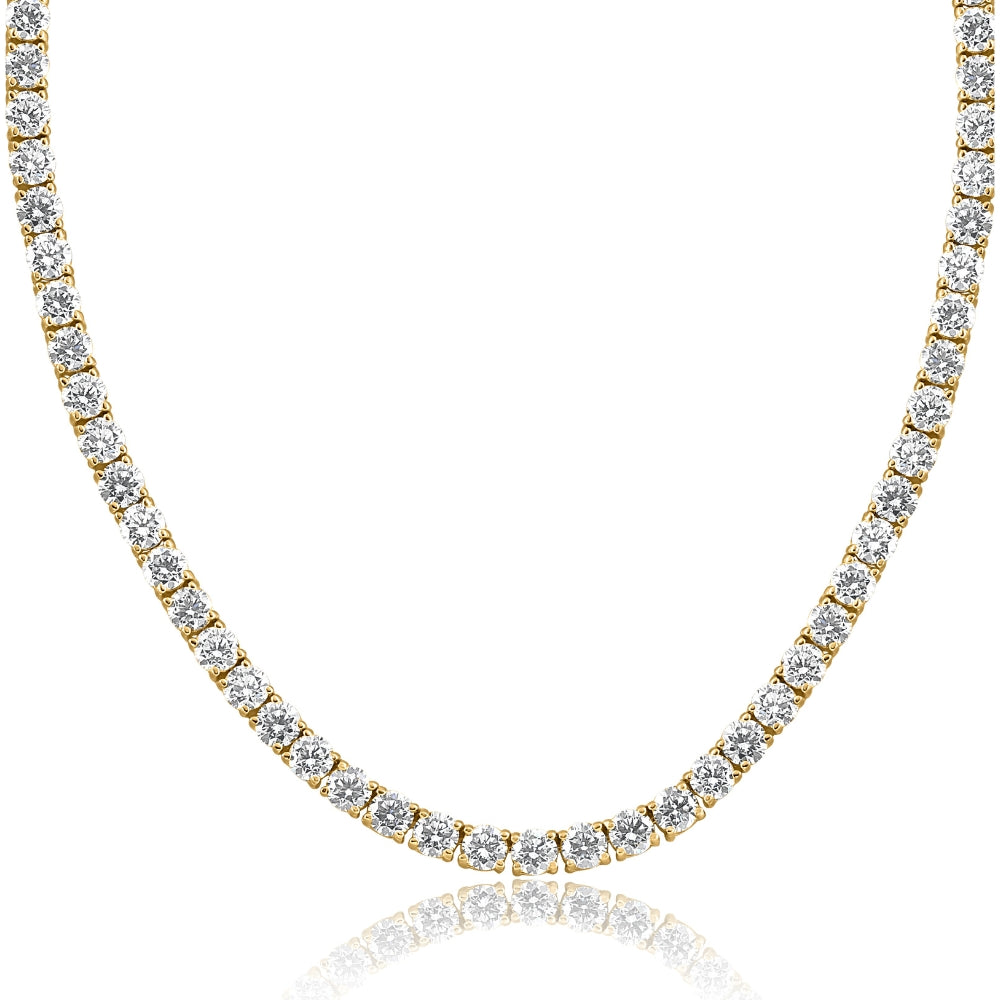 29 Ct Diamond Tennis Necklace 14K Yellow Gold 15" Lab Grown