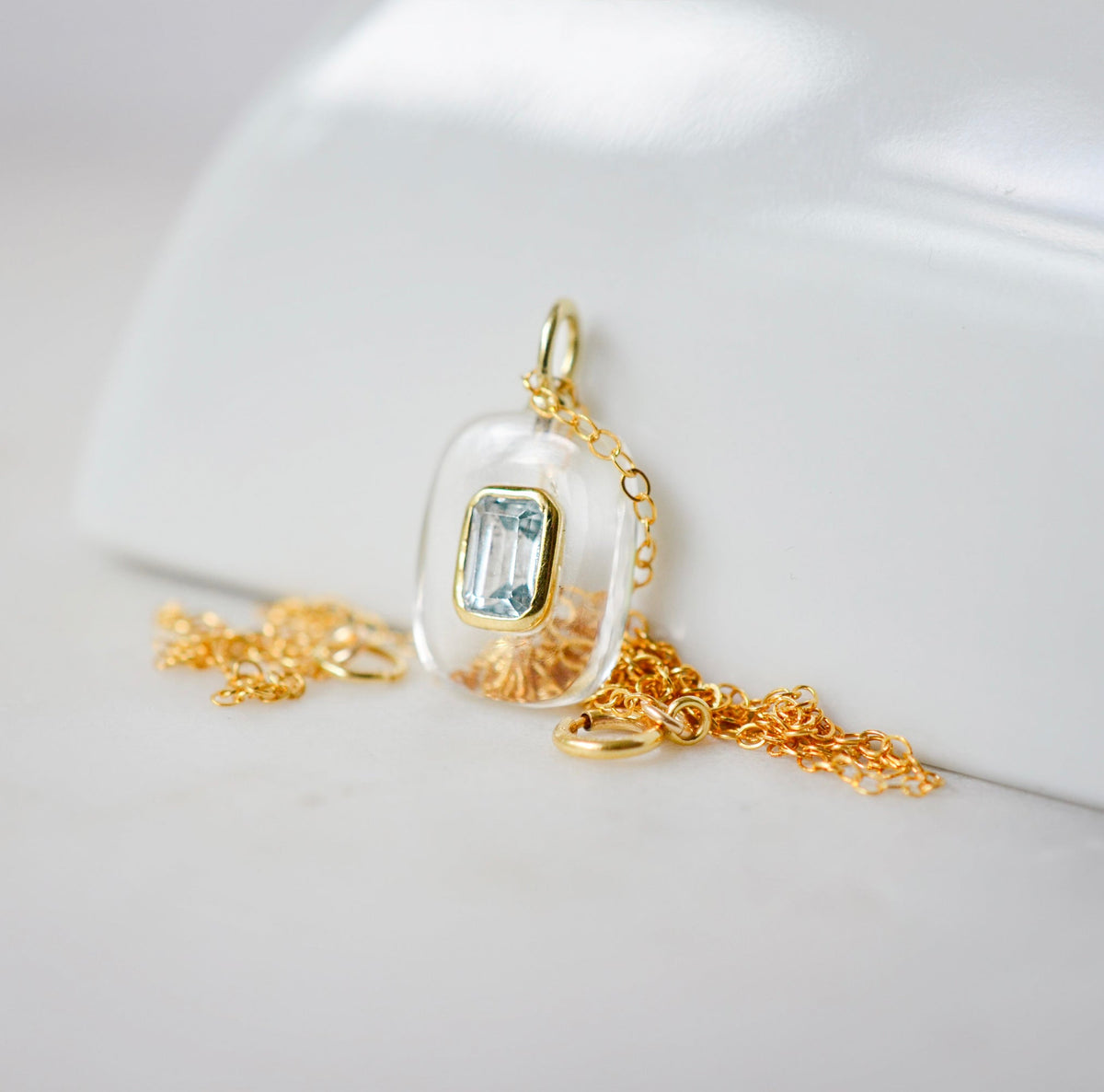 Maris Necklace - Blue Topaz & Rock Crystal