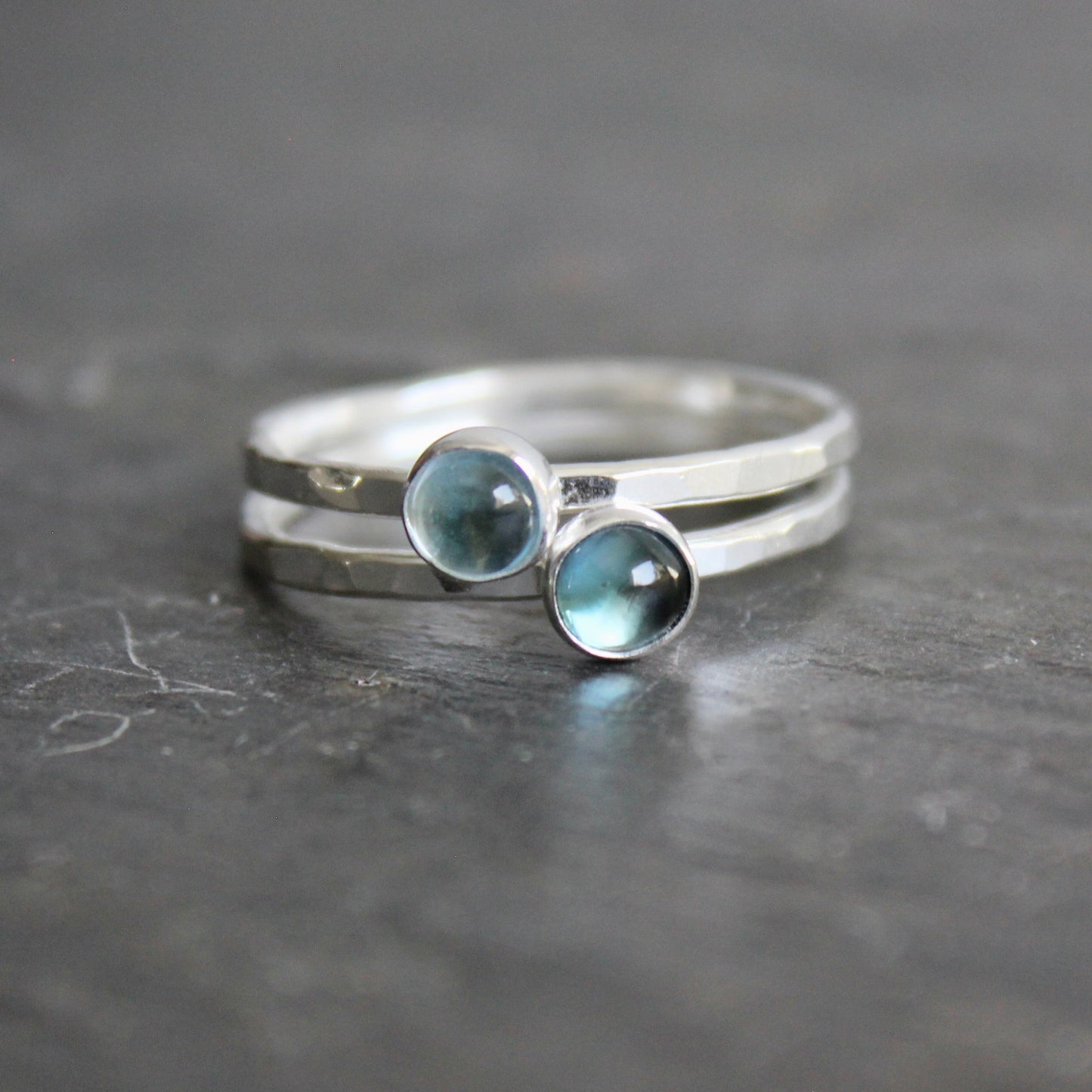 Sterling Silver London Blue Topaz Stacking Ring | December Birthstone | 4th Anniversary