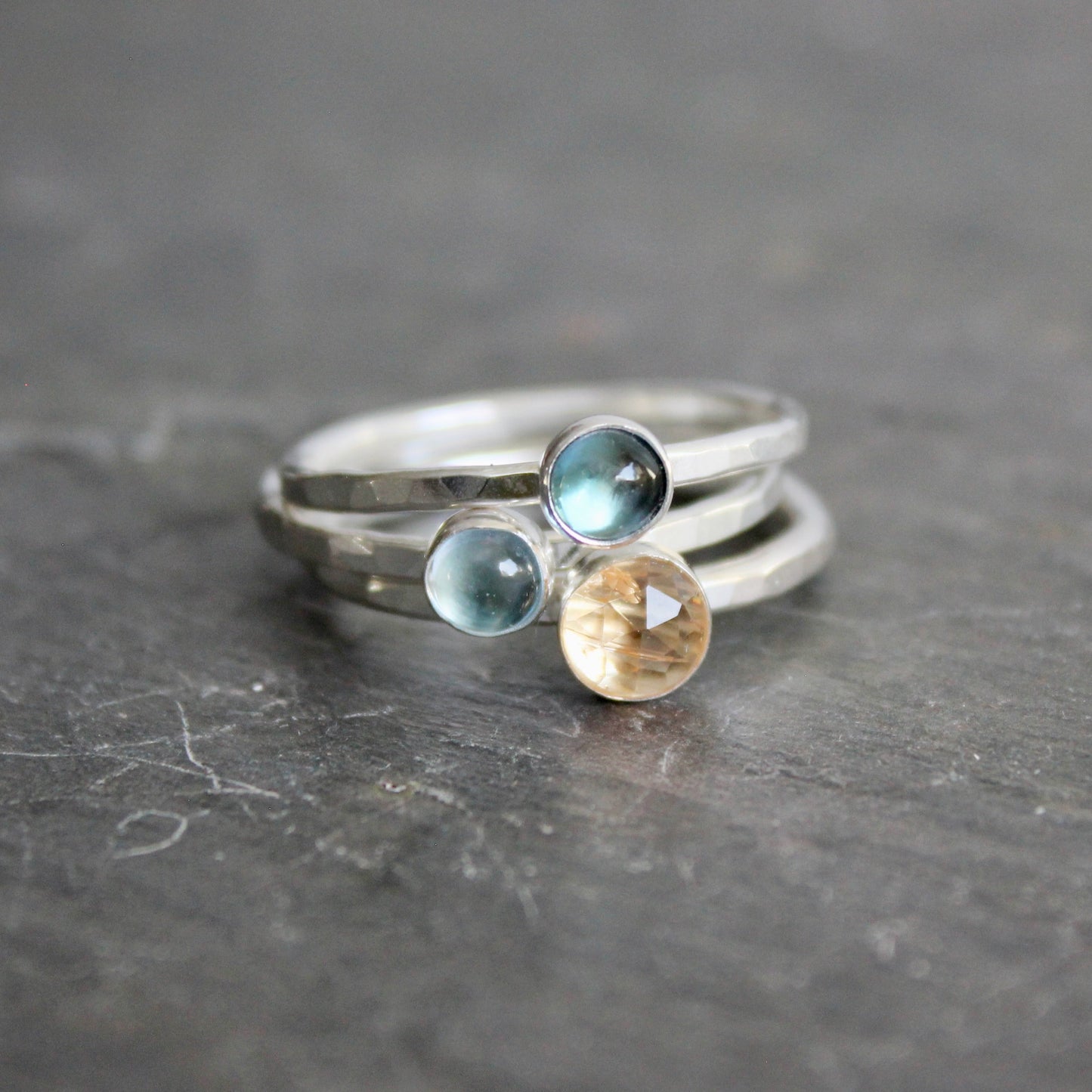 Sterling Silver London Blue Topaz Stacking Ring | December Birthstone | 4th Anniversary