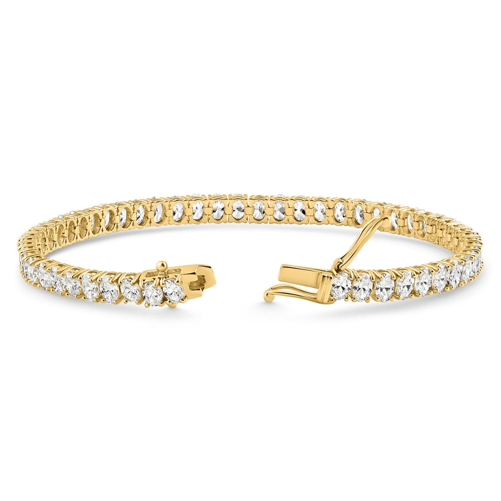 10Ct Oval Diamond Tennis Bracelet 14k Gold 7" Lab Grown
