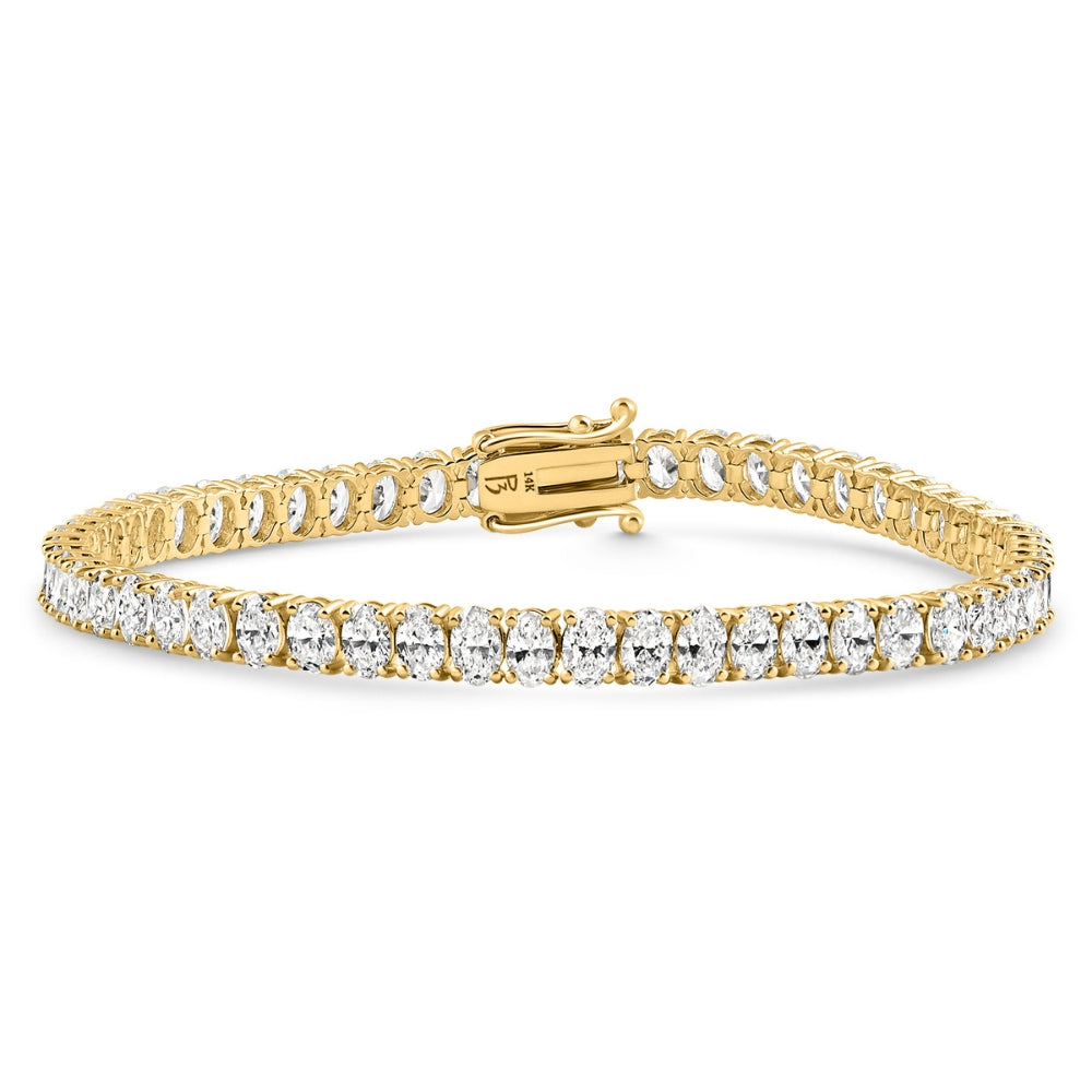 10Ct Oval Diamond Tennis Bracelet 14k Gold 7" Lab Grown