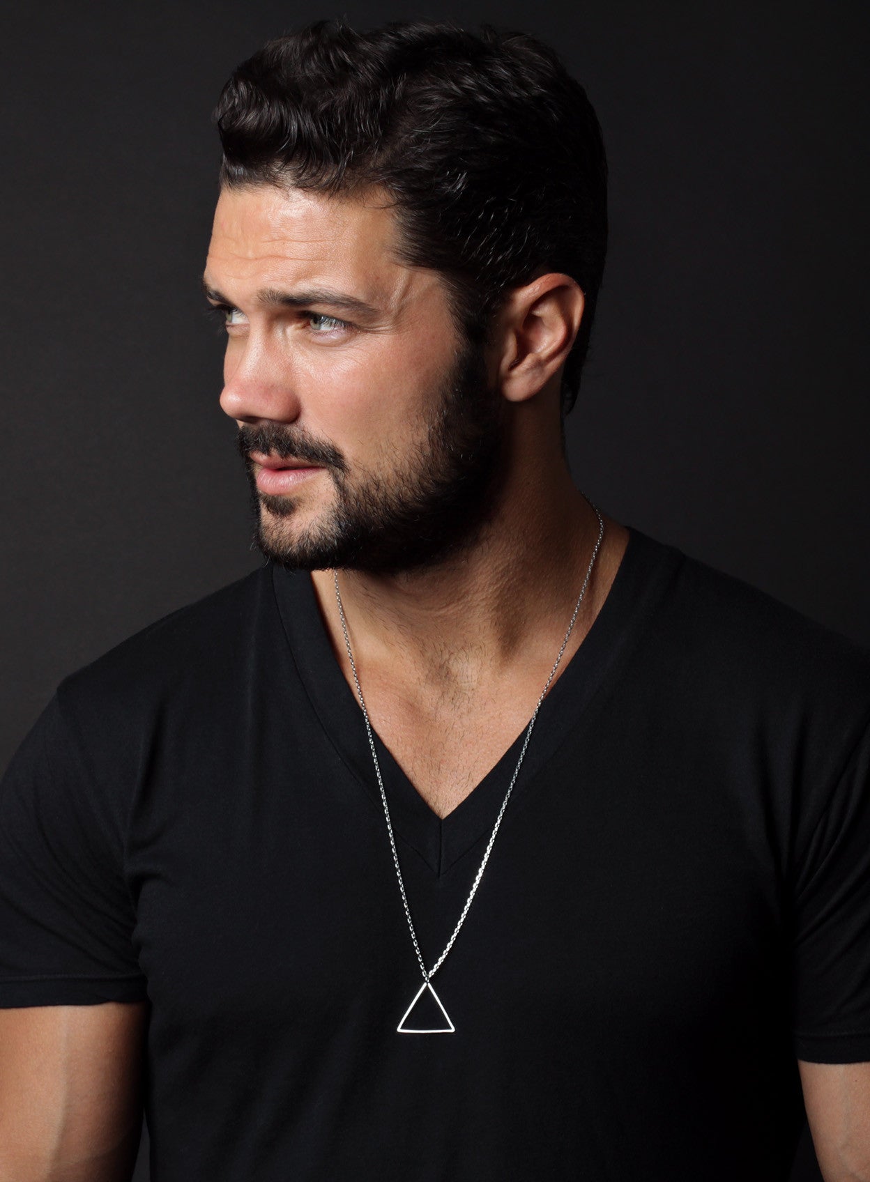 FINAL SALE Silver Triangle Necklace for Men