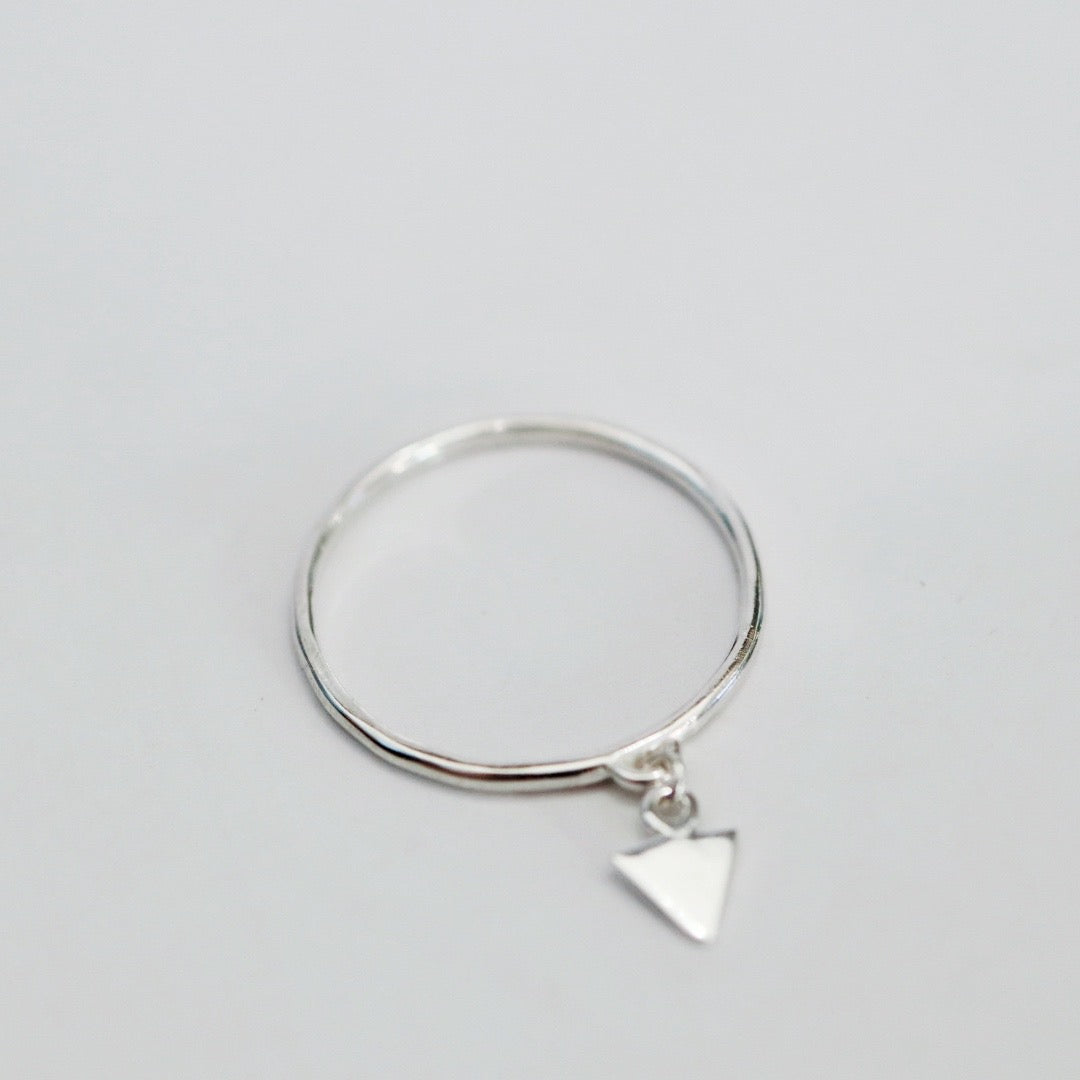 Charm Triangle Ring in Sterling Silver; Triangle Charm Stacking Ring