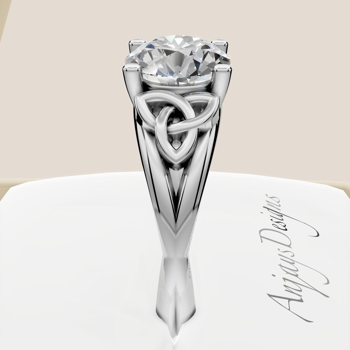 Celtic Engagement Ring 2 Carat Round Diamond IGI Certified Lab Grown Diamond Trinity Knot Wedding Ring