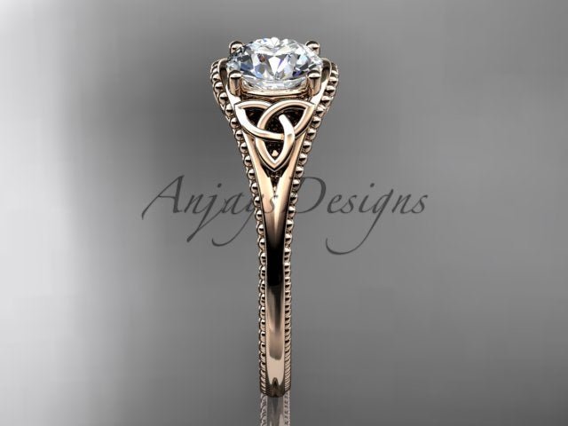 Celtic Diamond Engagement Ring 1 Carat Round Lab Grown Diamond Trinity Knot Ring Unique Solitaire Ring