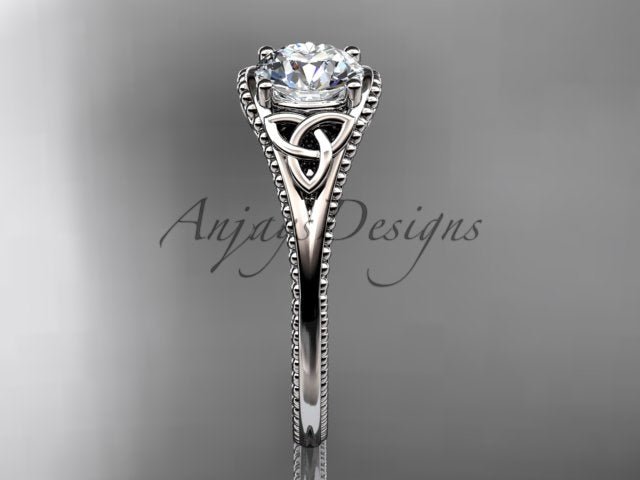 Celtic Diamond Engagement Ring 1 Carat Round Lab Grown Diamond Trinity Knot Ring Unique Solitaire Ring