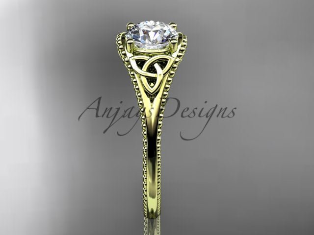 Celtic Diamond Engagement Ring 1 Carat Round Lab Grown Diamond Trinity Knot Ring Unique Solitaire Ring