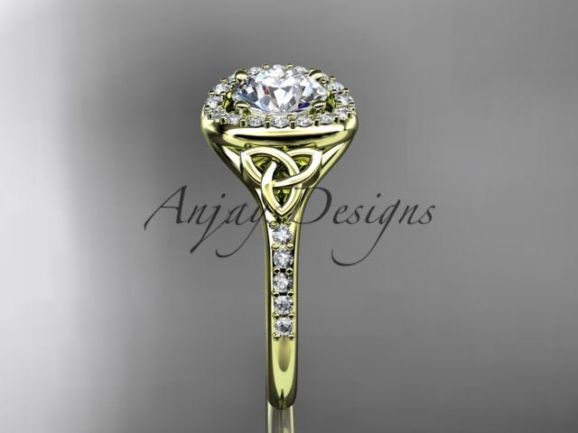 1 Carat Diamond Celtic Engagement Ring Lab Grown Diamond Halo Ring Trinity Knot Eternal Love Ring