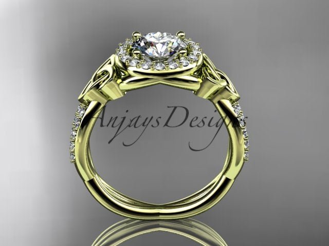 Celtic Halo Engagement Ring 1 Carat Round D VS1 Clarity IGI Certified Lab Grown Diamond Trinity Knot Wedding Ring
