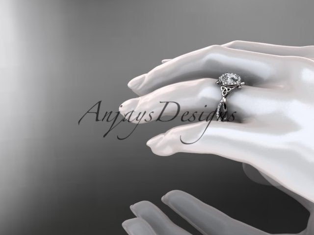 Celtic Ring Round Lab Grown Diamond Halo Ring Round VS1 IGI Certified Trinity Knot Engagement Ring