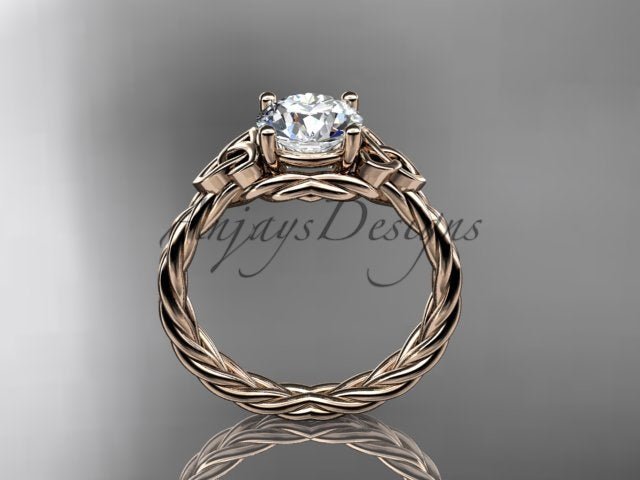 1 Carat Round Lab Grown Diamond Celtic Engagement Ring Rope Triquetra Braided Wedding Ring
