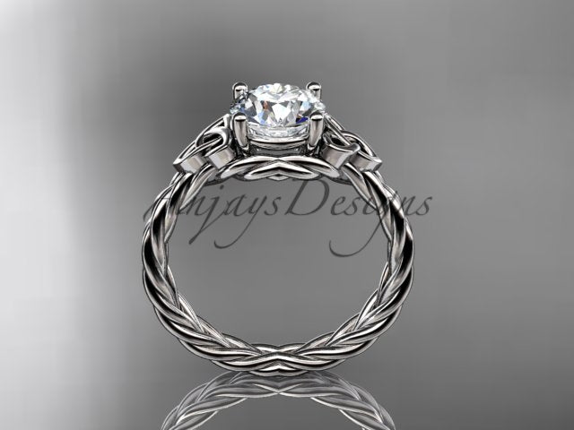 1 Carat Round Lab Grown Diamond Celtic Engagement Ring Rope Triquetra Braided Wedding Ring