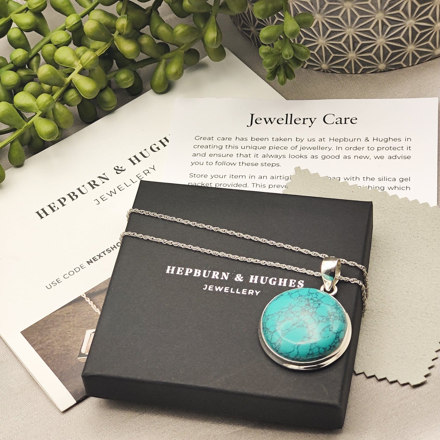 Turquoise Gemstone Pendant | December Gift | 25mm Oval | Sterling Silver