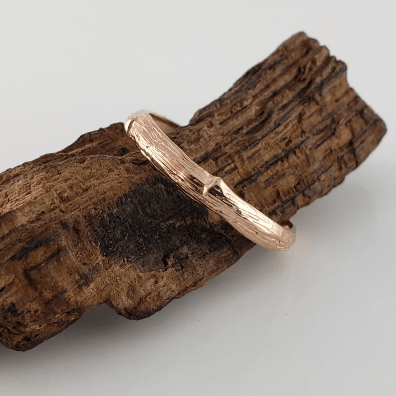 Twig Branch Wedding Band in Solid Gold