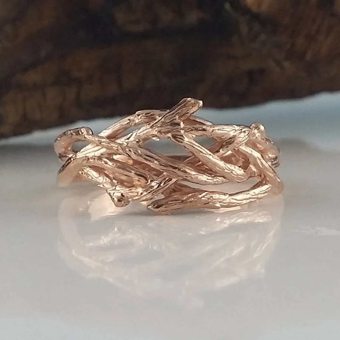 Handmade Branch Wedding Band: Nature-Inspired Ring
