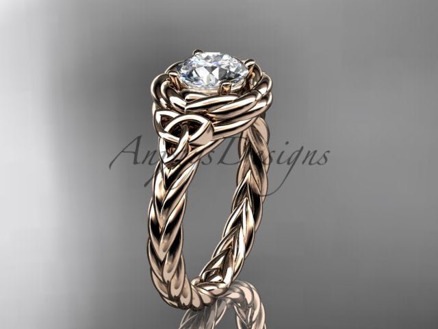 Twisted Band Rope Wedding Ring Celtic Round Lab Grown Diamond Solitaire Engagement Ring