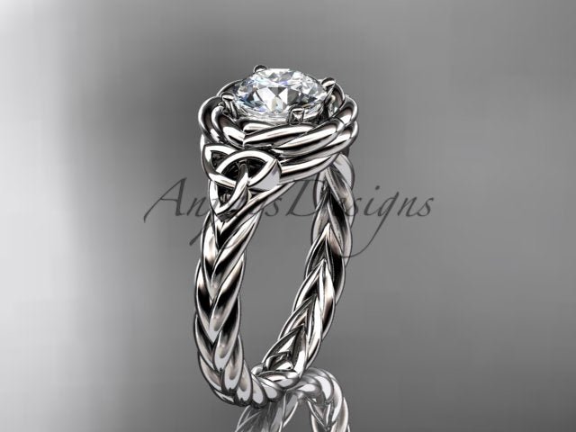 Twisted Band Rope Wedding Ring Celtic Round Lab Grown Diamond Solitaire Engagement Ring