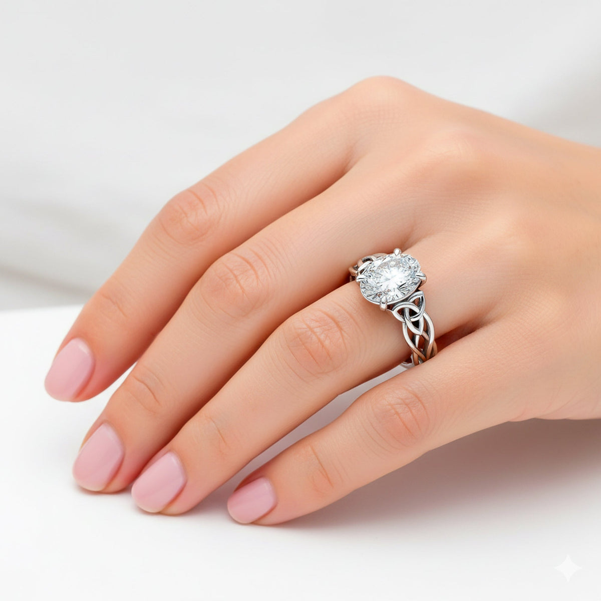Celtic Engagement Ring Celtic Design 2 Carat Oval Lab Grown Diamond Twisted Irish Wedding Ring