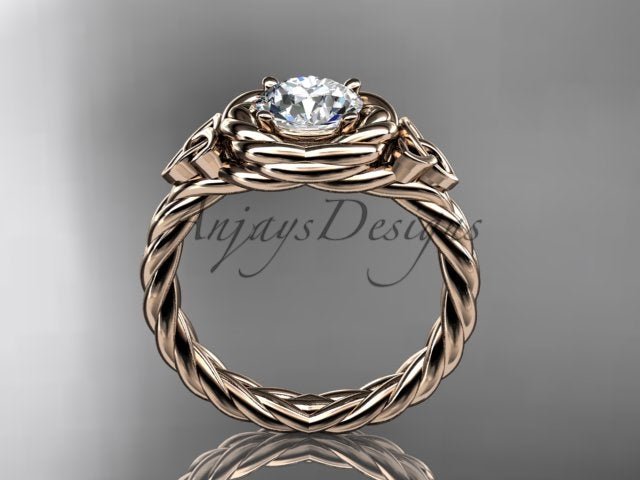 Twisted Band Rope Wedding Ring Celtic Round Lab Grown Diamond Solitaire Engagement Ring