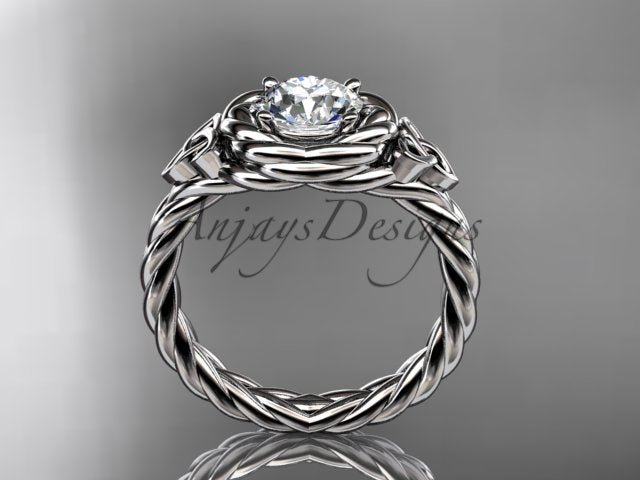 Twisted Band Rope Wedding Ring Celtic Round Lab Grown Diamond Solitaire Engagement Ring