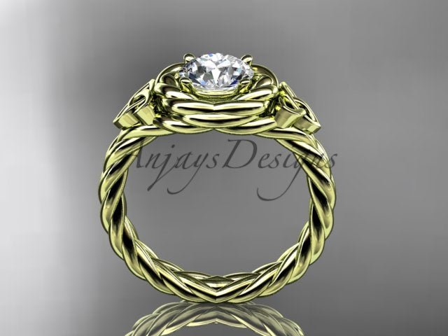 Twisted Band Rope Wedding Ring Celtic Round Lab Grown Diamond Solitaire Engagement Ring