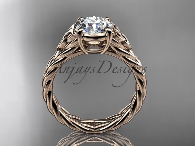 Celtic Engagement Ring 1.5 Carat Round Diamond Lab Created Twisted Rope Diamond Ring