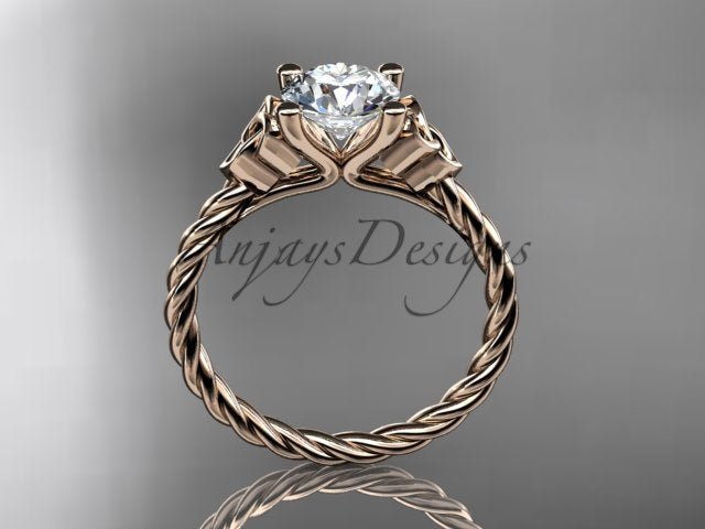 Celtic Engagement Ring Twisted Rope Ring 1 Carat Lab Grown Diamond Solitaire Braided Wedding