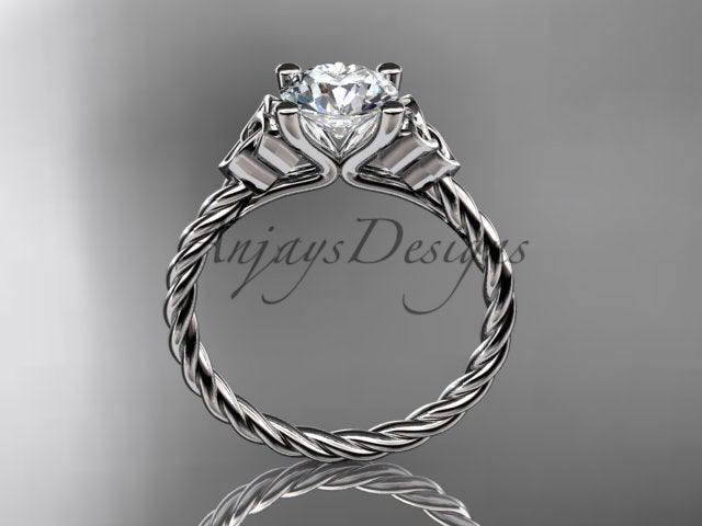 Celtic Engagement Ring Twisted Rope Ring 1 Carat Lab Grown Diamond Solitaire Braided Wedding