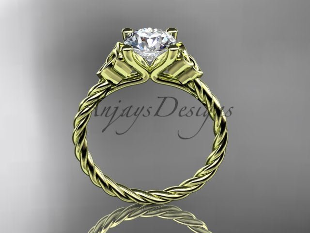 Celtic Engagement Ring Twisted Rope Ring 1 Carat Lab Grown Diamond Solitaire Braided Wedding