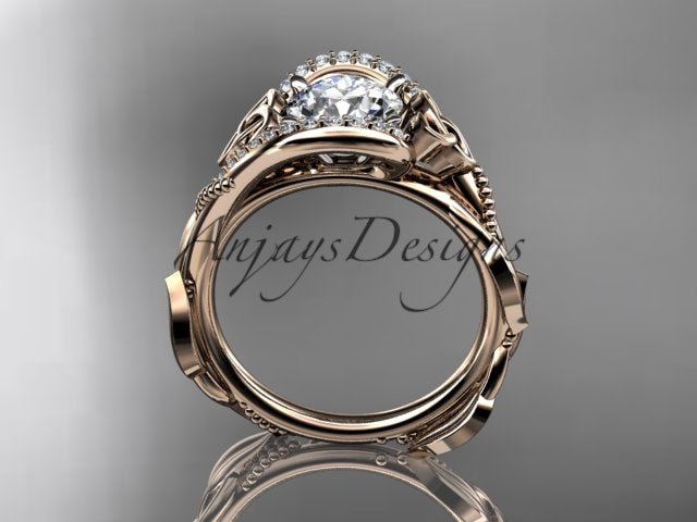 1 CT Round Cut Lab Grown Diamond Celtic Ring VS1 D CVD Nature Inspired Ring