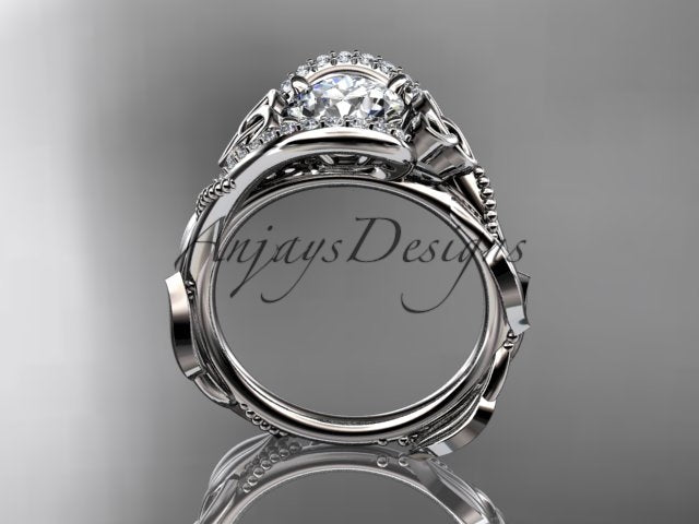 1 CT Round Cut Lab Grown Diamond Celtic Ring VS1 D CVD Nature Inspired Ring