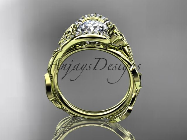 1 CT Round Cut Lab Grown Diamond Celtic Ring VS1 D CVD Nature Inspired Ring