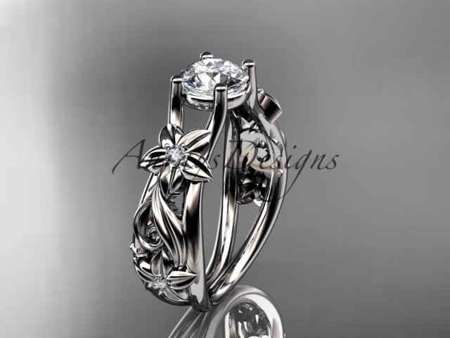 Unique Diamond Flower Engagement Ring Floral Wedding Ring Nature Inspired 1 Carat Lab Grown Diamond