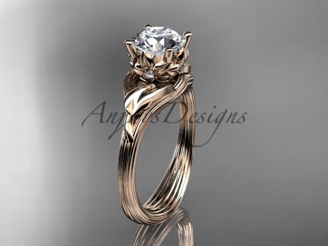 Unique Diamond Flower Engagement Ring 14k Gold 1 Carat Lab Grown Diamond Petal Engagement Ring