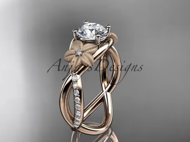 Unique Flower Engagement Ring 1 CT Lab Diamond Ring Organic Floral Design Ring IGI Certified