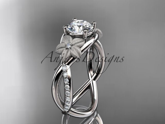 Unique Flower Engagement Ring 1 CT Lab Diamond Ring Organic Floral Design Ring IGI Certified