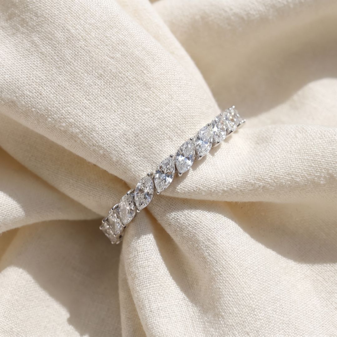 13Ct Marquise Diamond Tennis Bracelet 14k Gold Lab Grown 7"