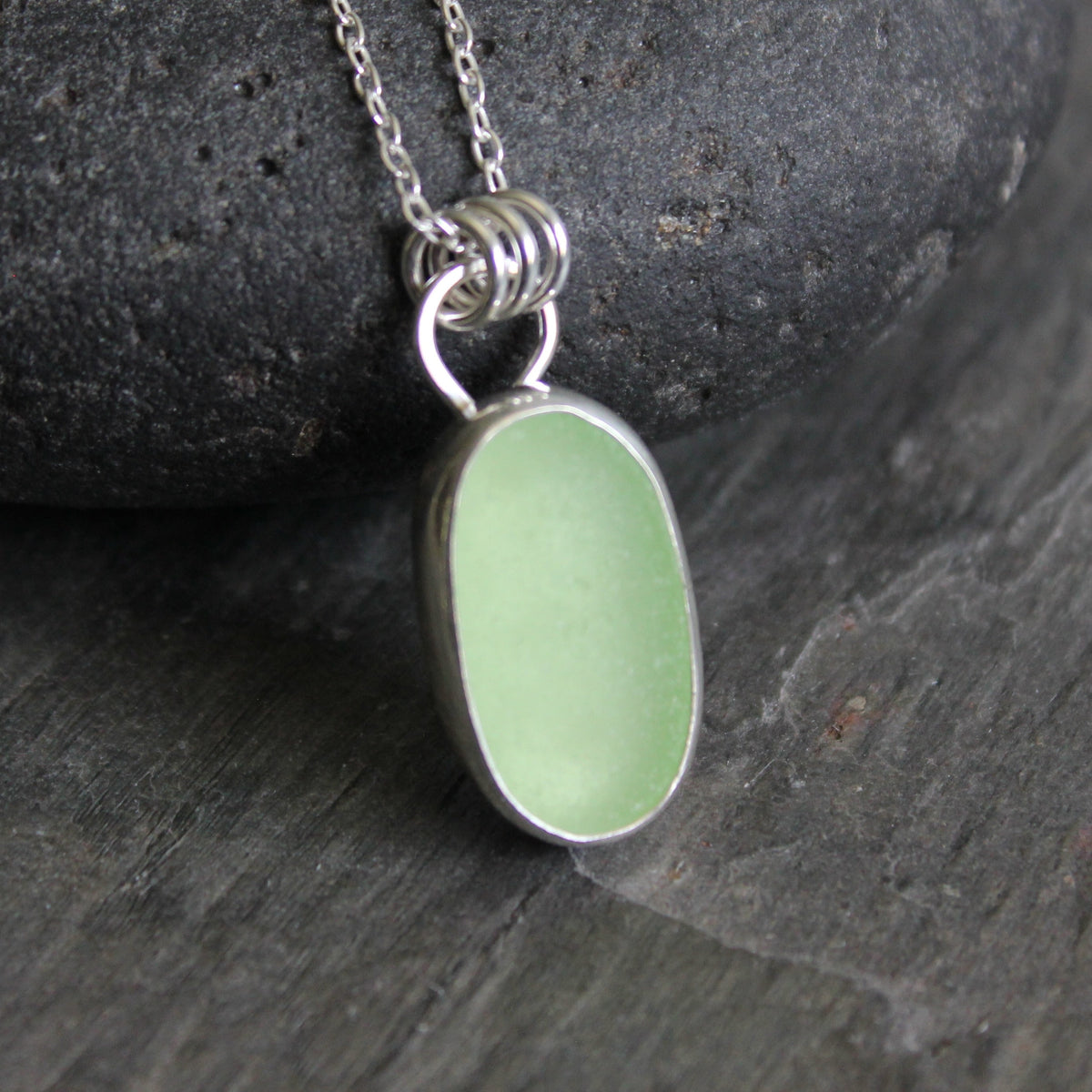 Pale Yellow Uranium UV Sea Glass Necklace • Sterling Silver • Handmade • Beach Jewelry For Her