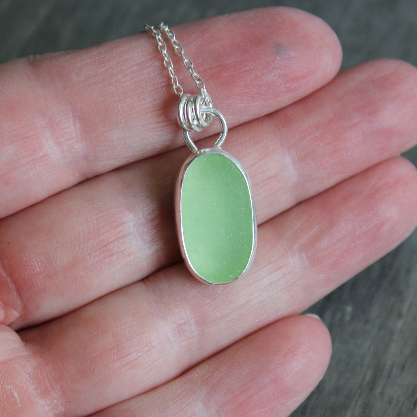 Pale Yellow Uranium UV Sea Glass Necklace • Sterling Silver • Handmade • Beach Jewelry For Her