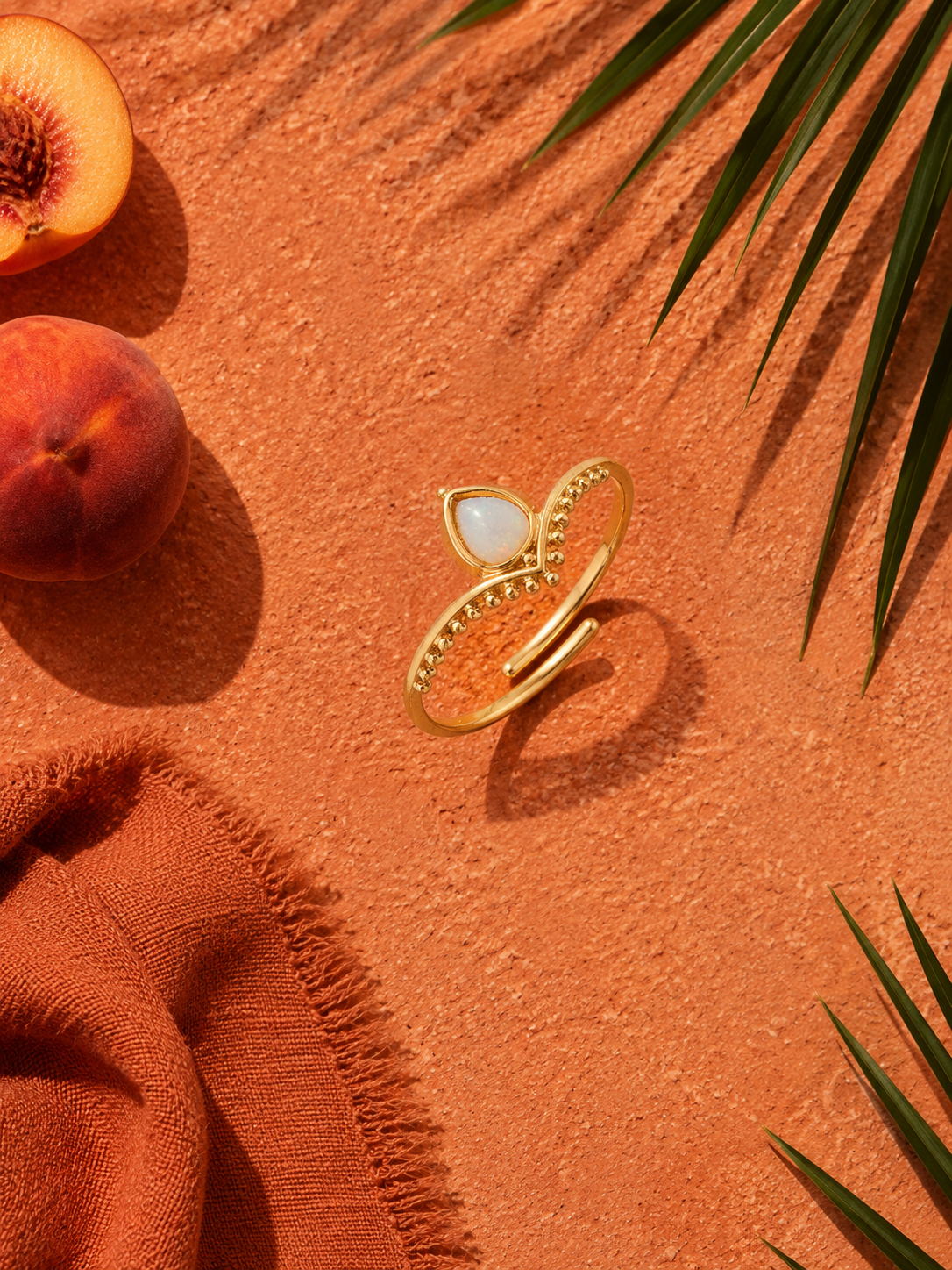 Bague THALASSA | Opale Goutte d'Eau & Or 24k Ajustable – Univers Aquatique