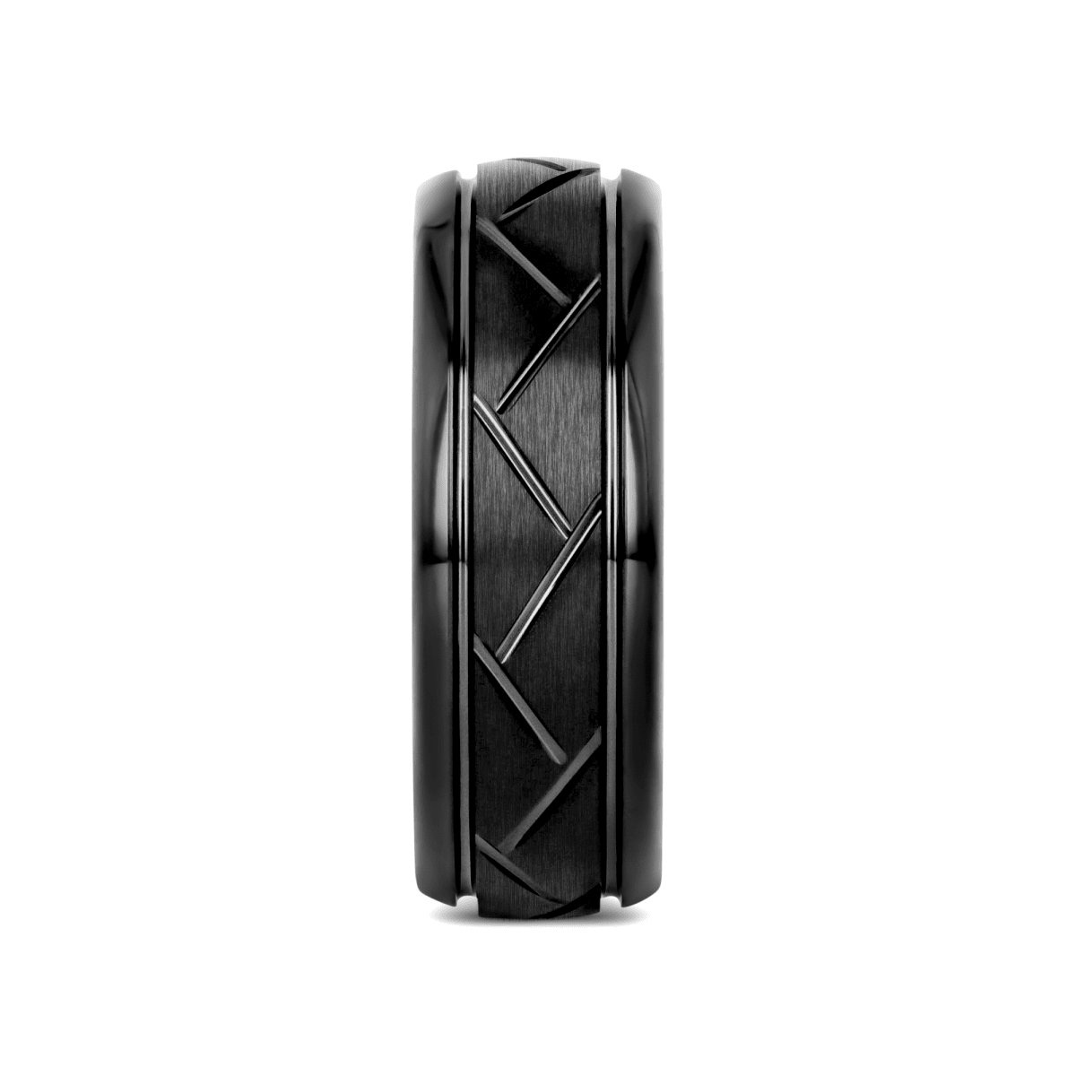 VIGIL | Black Tungsten Brushed Cross Wedding Band, Domed, 8mm