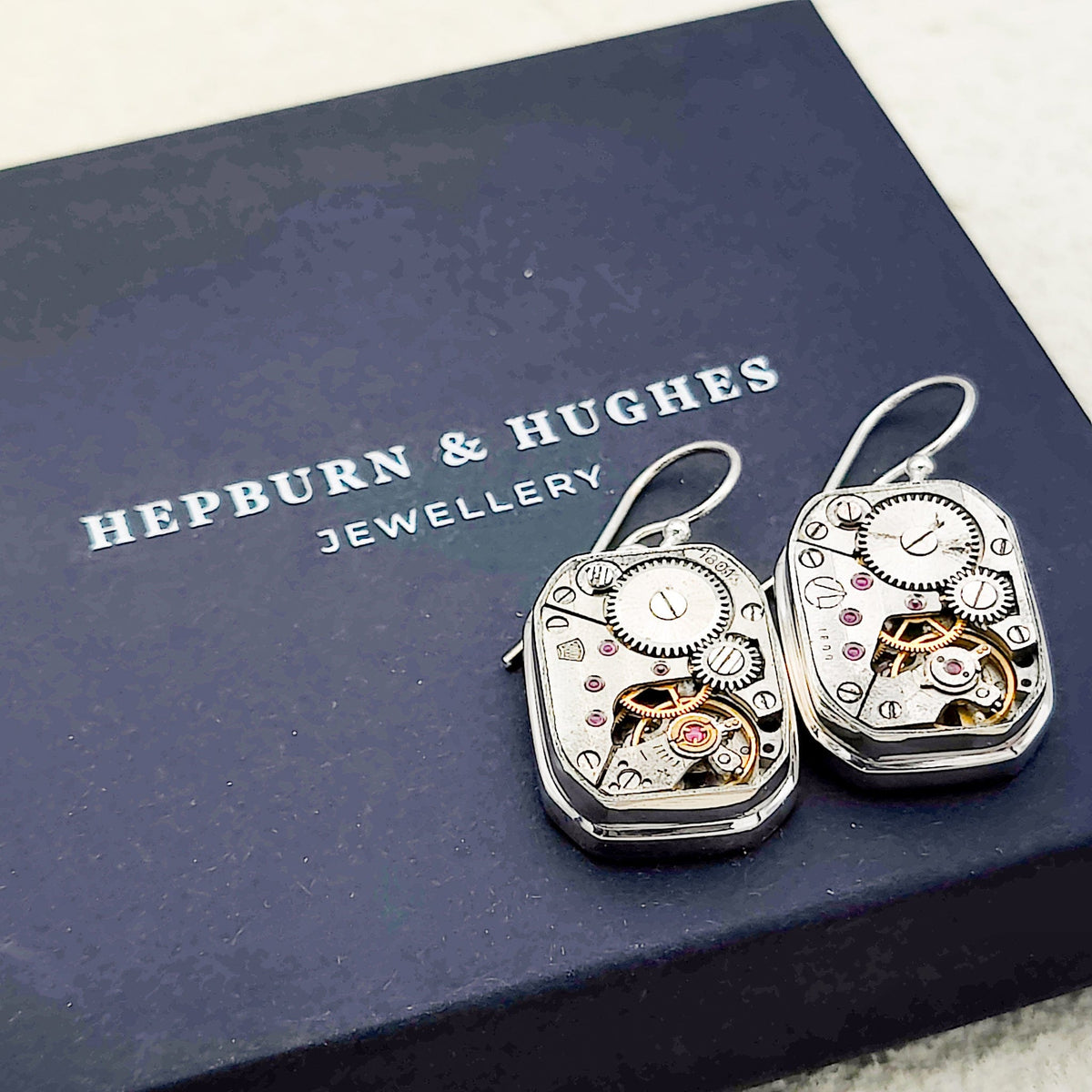 Vintage Watch Movement Earrings | Timepiece Gift | Sterling Silver