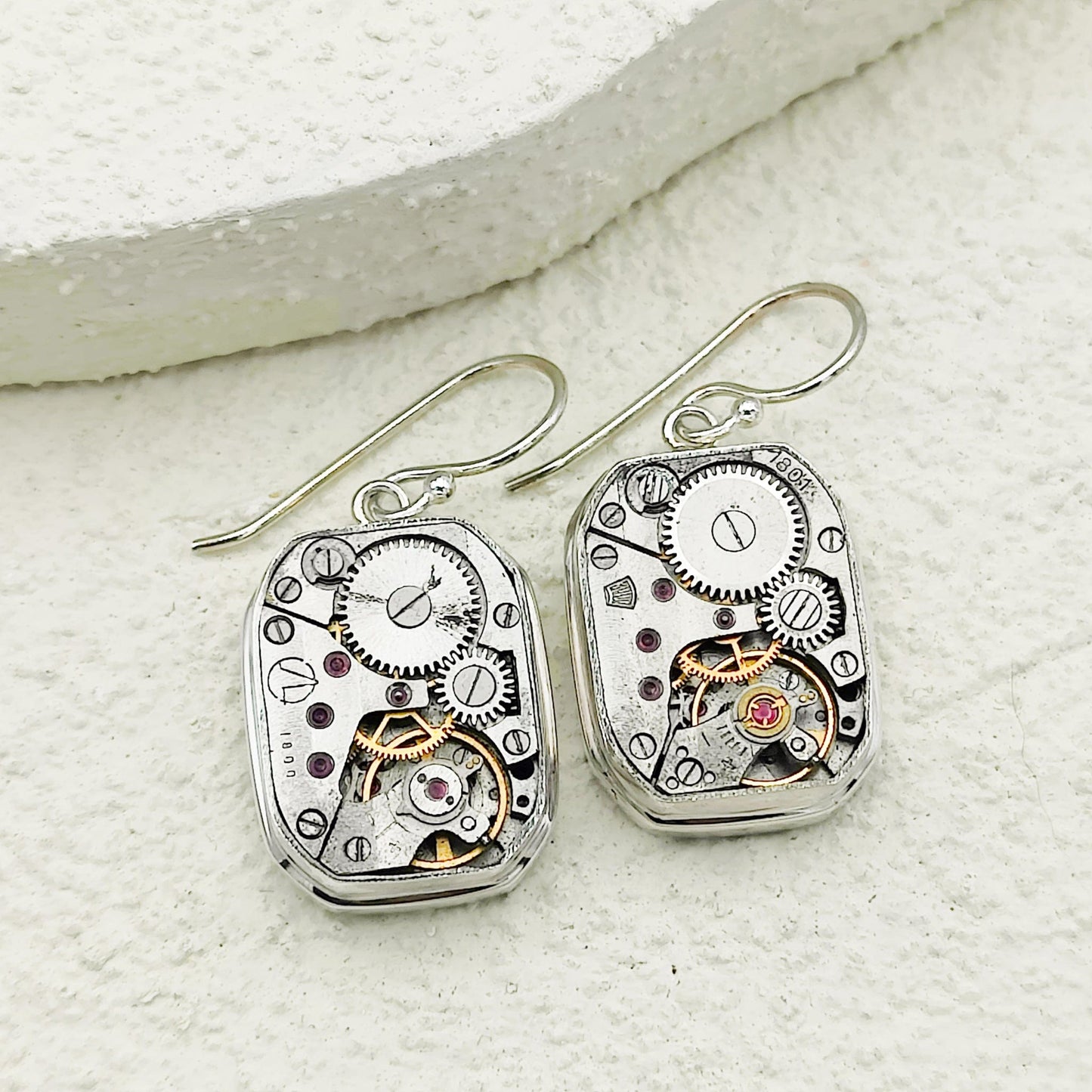 Vintage Watch Movement Earrings | Timepiece Gift | Sterling Silver