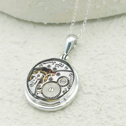 Vintage Watch Movement Pendant | Sterling Silver