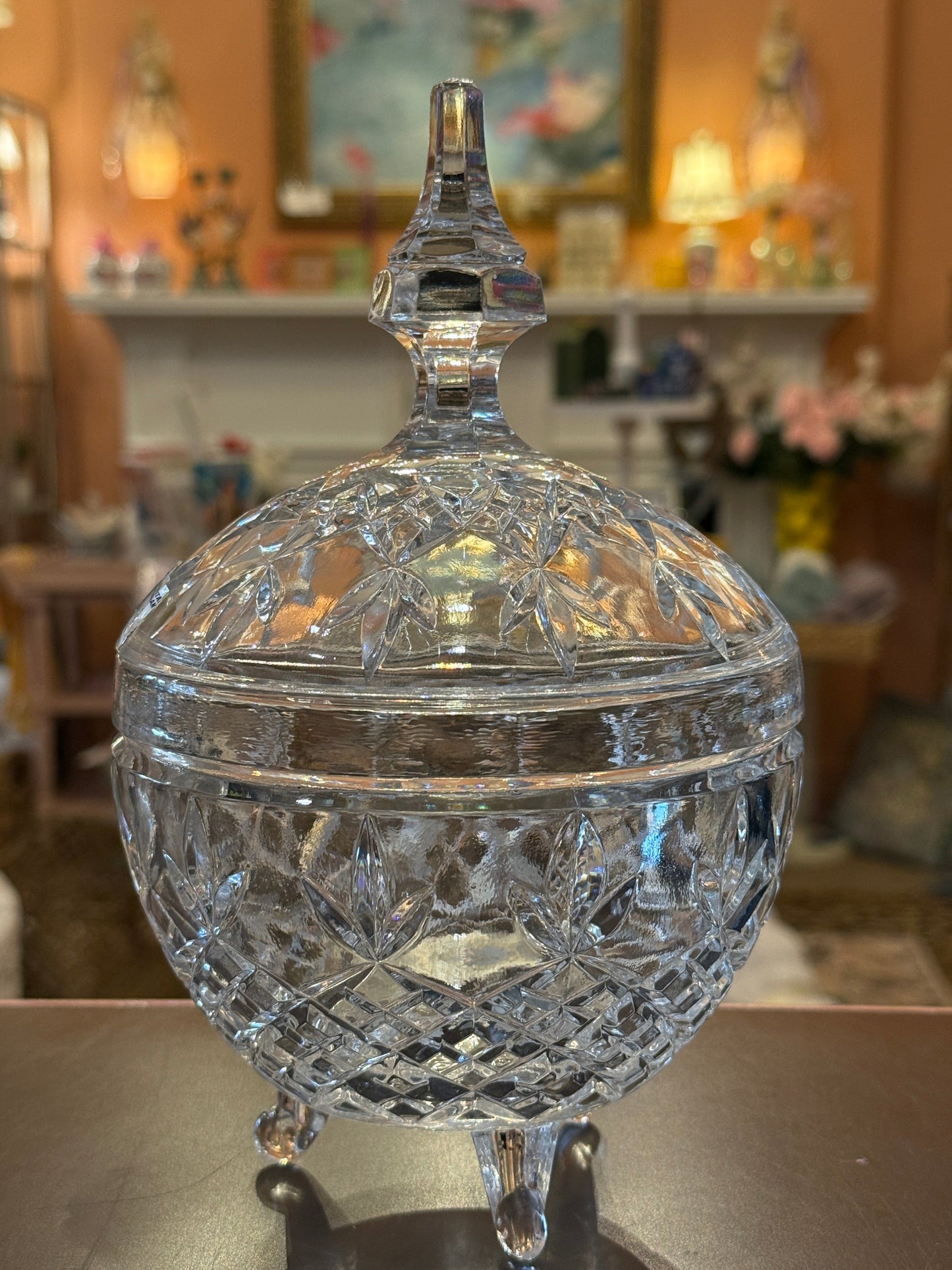 Vintage West German Lead Crystal Covered Candy Dish