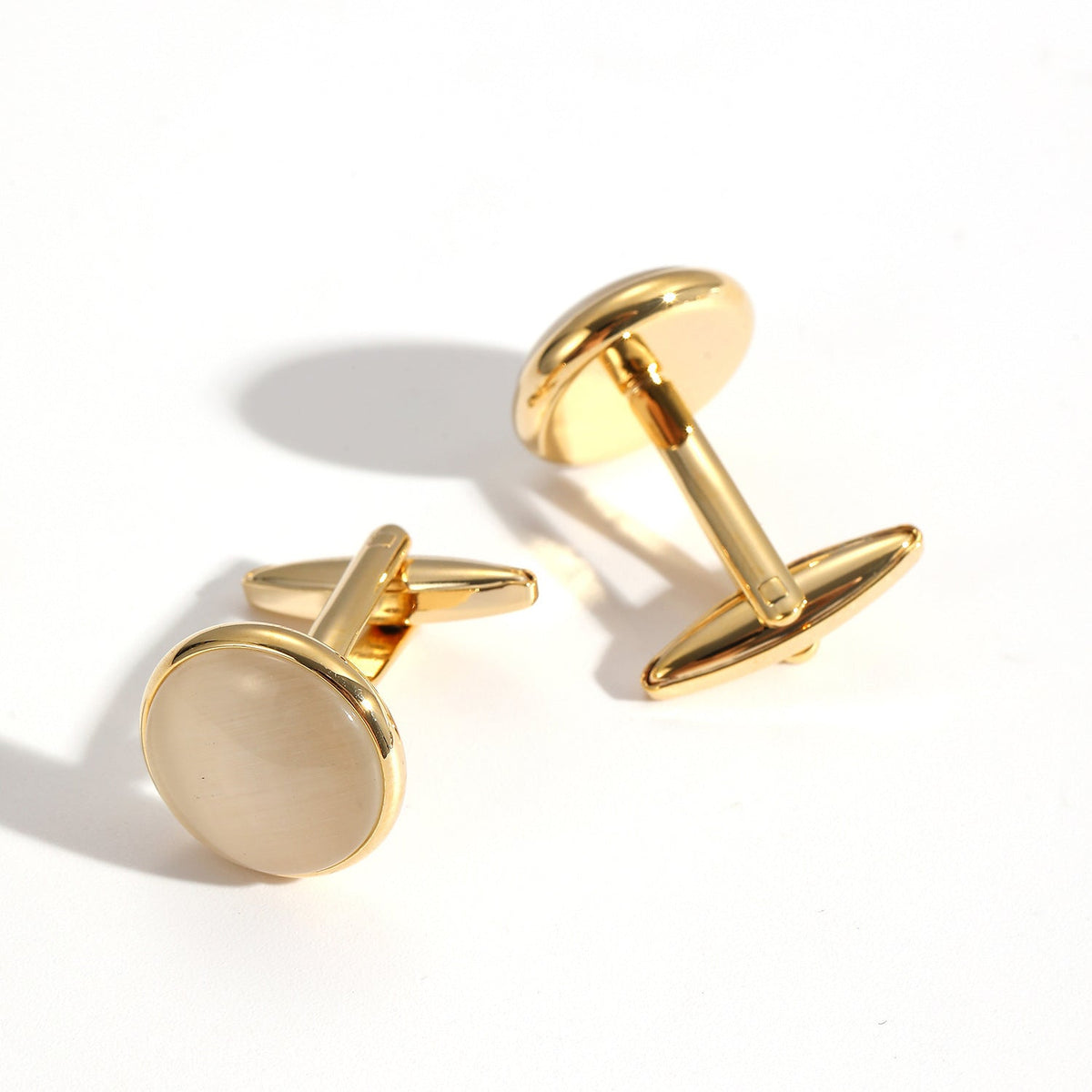 Luxury Men's Cat's Eye Stone Cufflinks - Premium Chatoyant Mineral Cuff Links for Formal Business Dress